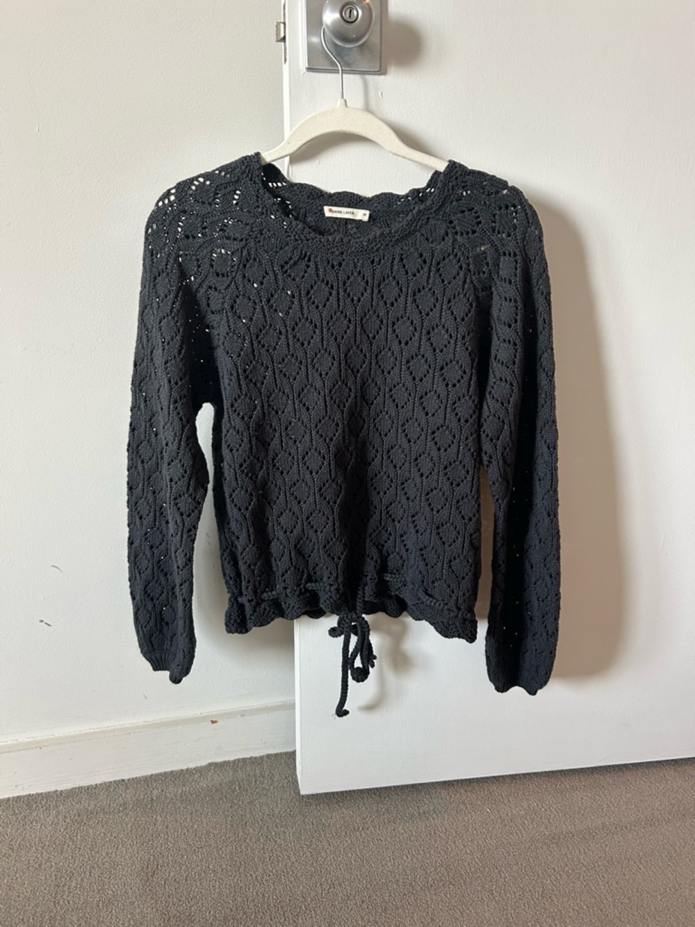 Marine Layer Open Knit Drawstring Sweater